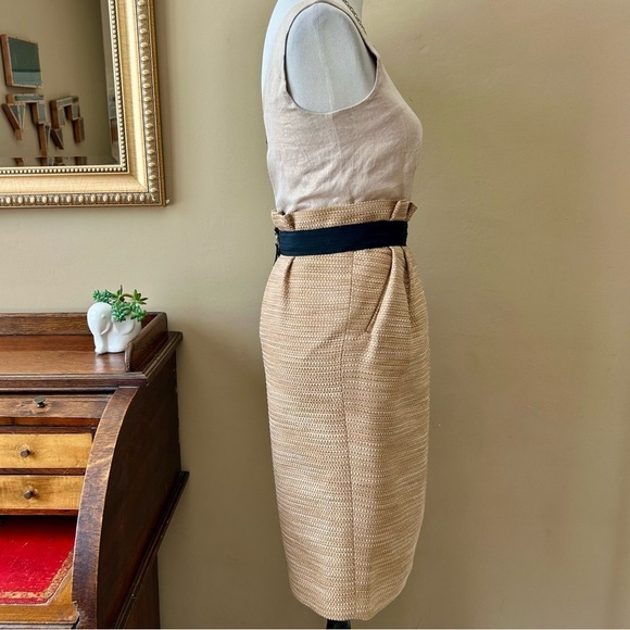 Vintage D&G Dolce & Gabbana Gold Metallic Tweed Sheath Dress Sleeveless Size 38 - Picture 8 of 14